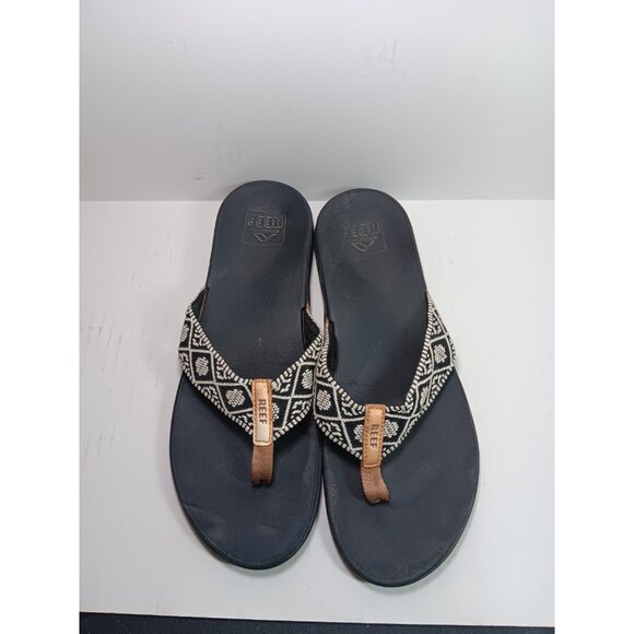 REEF ORTHO WOVEN Women's Sandals - Black/White - RF0A3VDNBLW - Size 10 - Picture 2 of 5